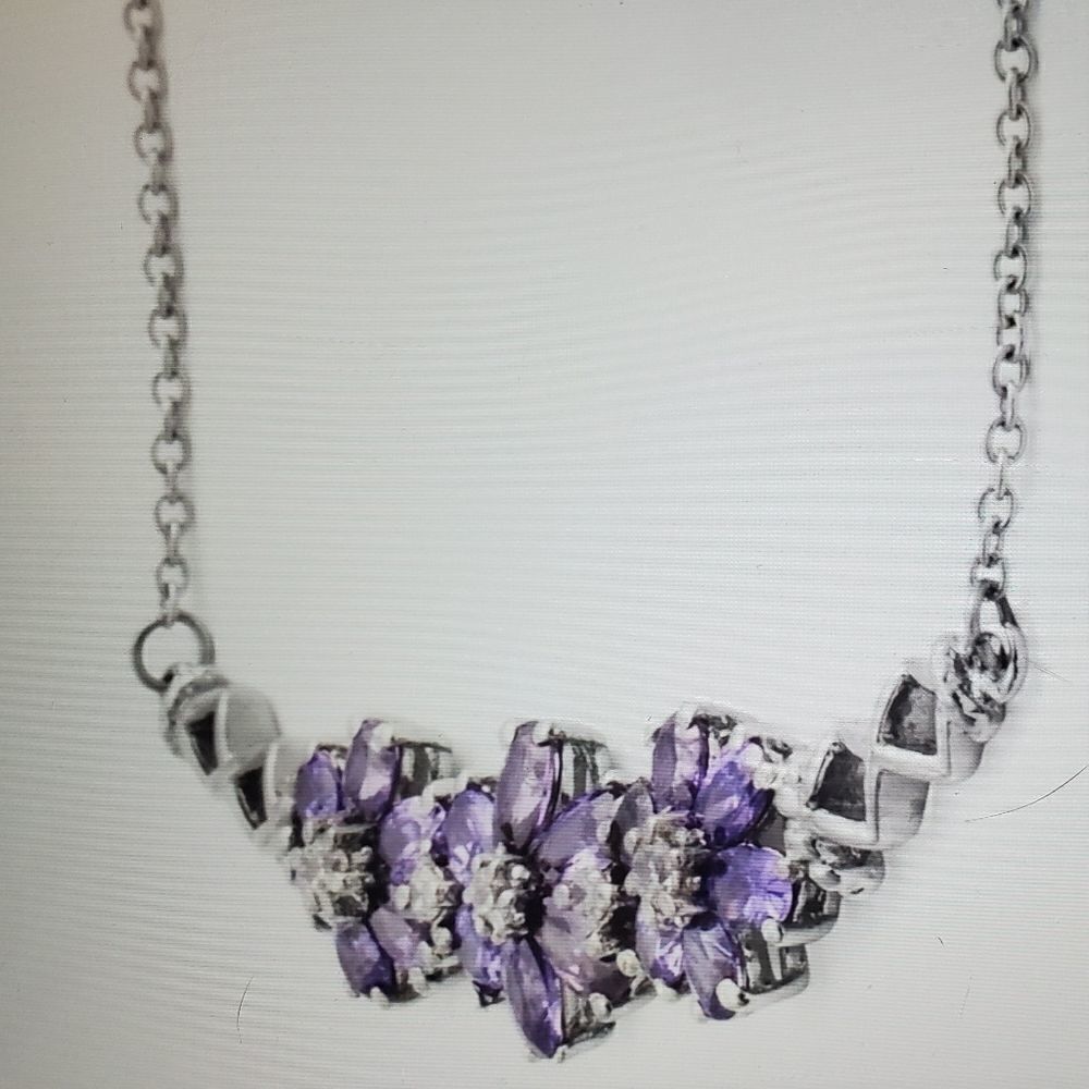 Simulated Amethyst Necklace 18 in